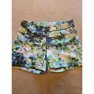 Athleta Hypersonic Sonar Running Blue/Green Compression Short (M)